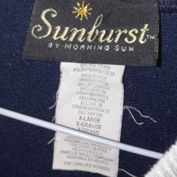 Vintage Sunburst by Morning Sun embellished farm blue crewneck sweatshirt XL - Picture 2 of 4